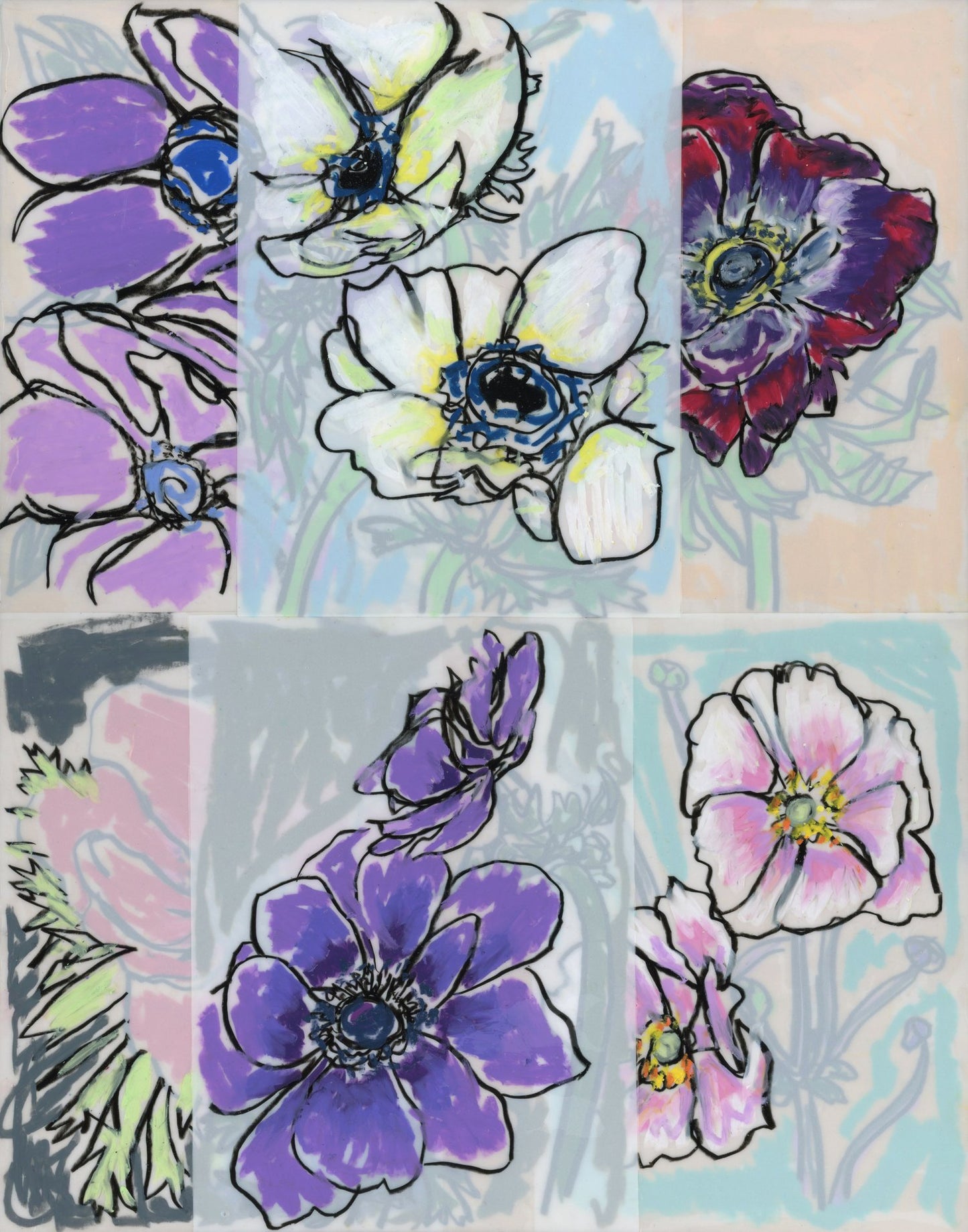 Anemone Collage 1 Paper Print