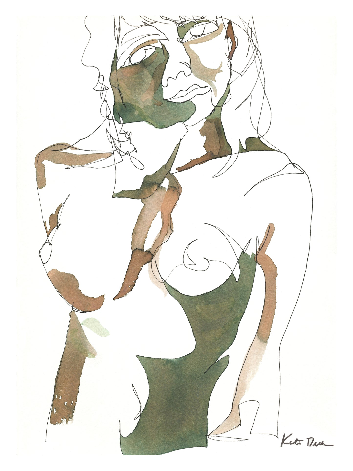 Heather Women Figure Line Drawing Art Print