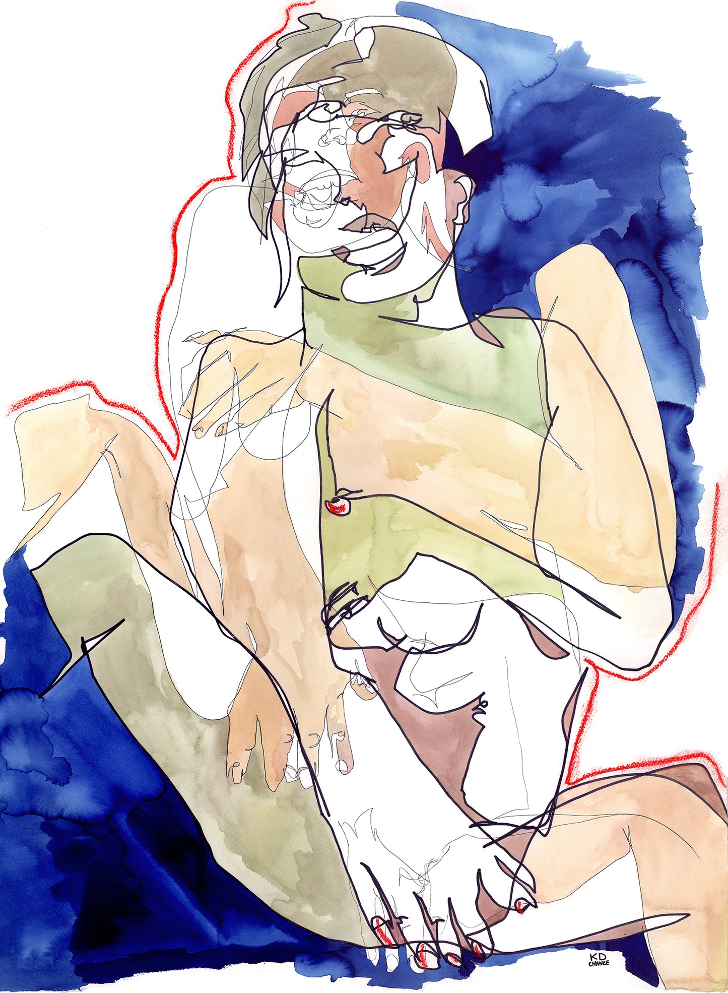 Julie Women Figure Line Drawing Art PrinT