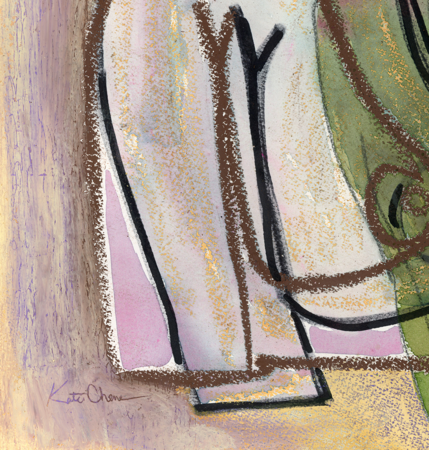 Jean Women Figure Oil Pastel Art Print