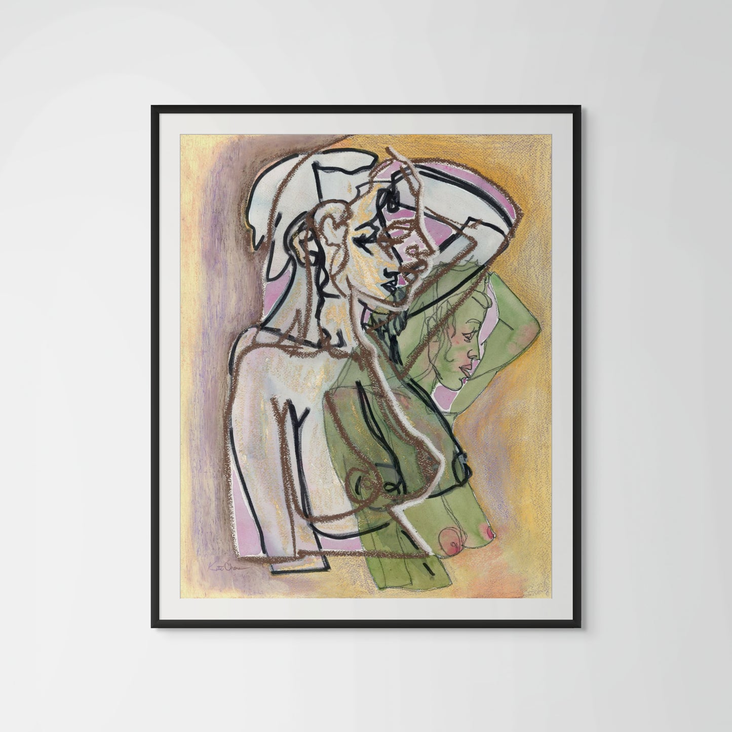 Jean Women Figure Oil Pastel Art Print