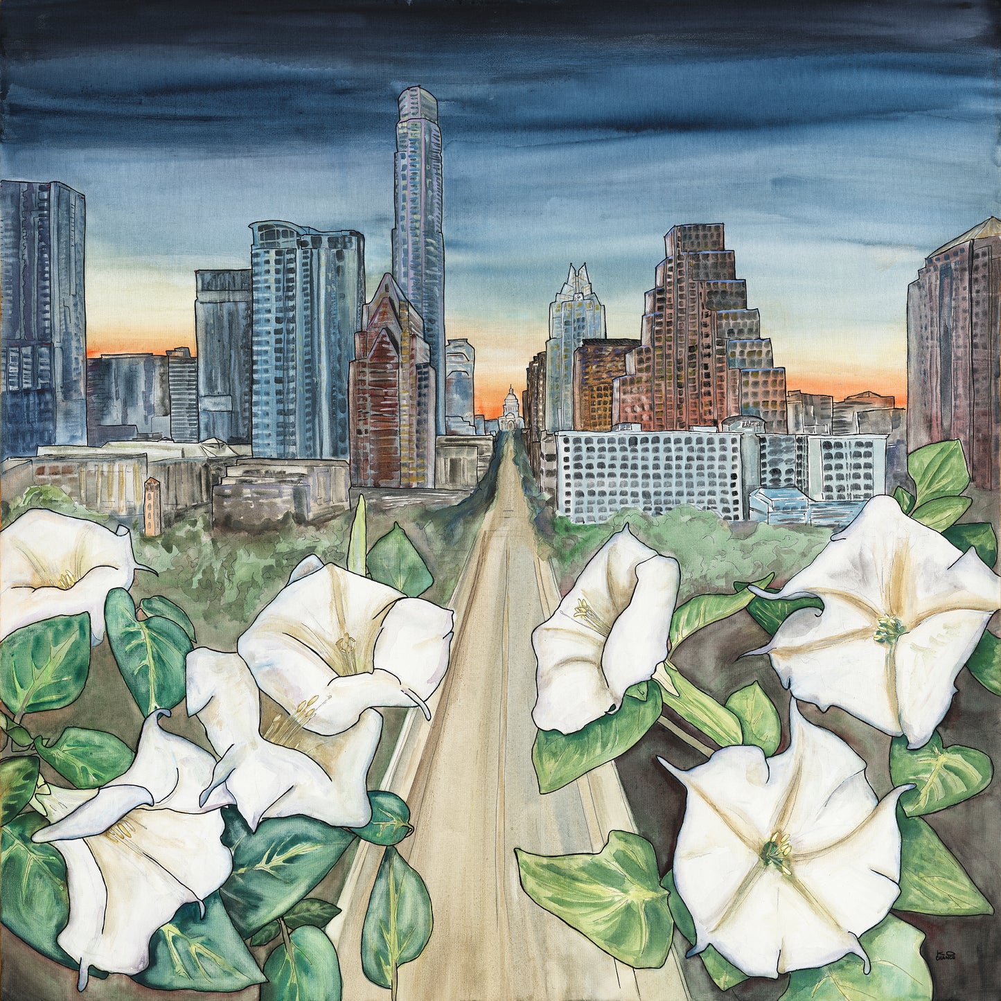 Congress Bridge with Moon Flowers