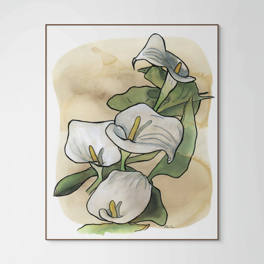 Calla Lilly On Coffee Stained Paper