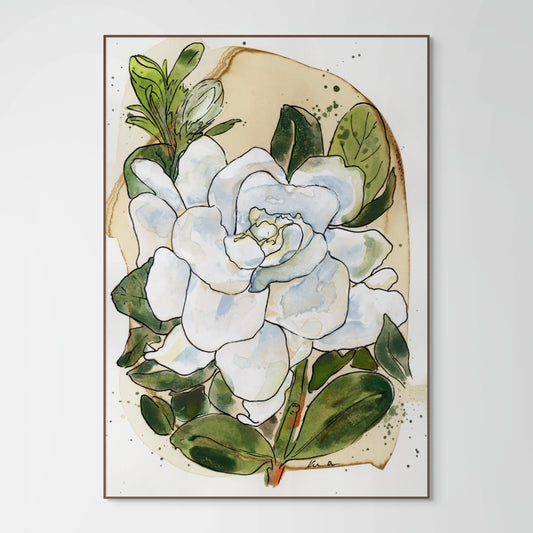 Gardenia 2 On Coffee Stained Paper
