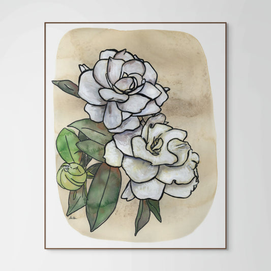 Gardenia On Coffee Stained Paper