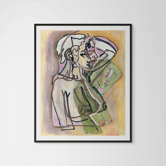 Jean Women Figure Oil Pastel Art Print