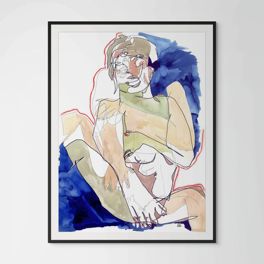 Julie Women Figure Line Drawing Art PrinT